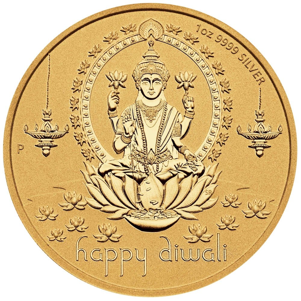 2023 Diwali 1oz Silver Gilded Medallion Perth Mint Australian