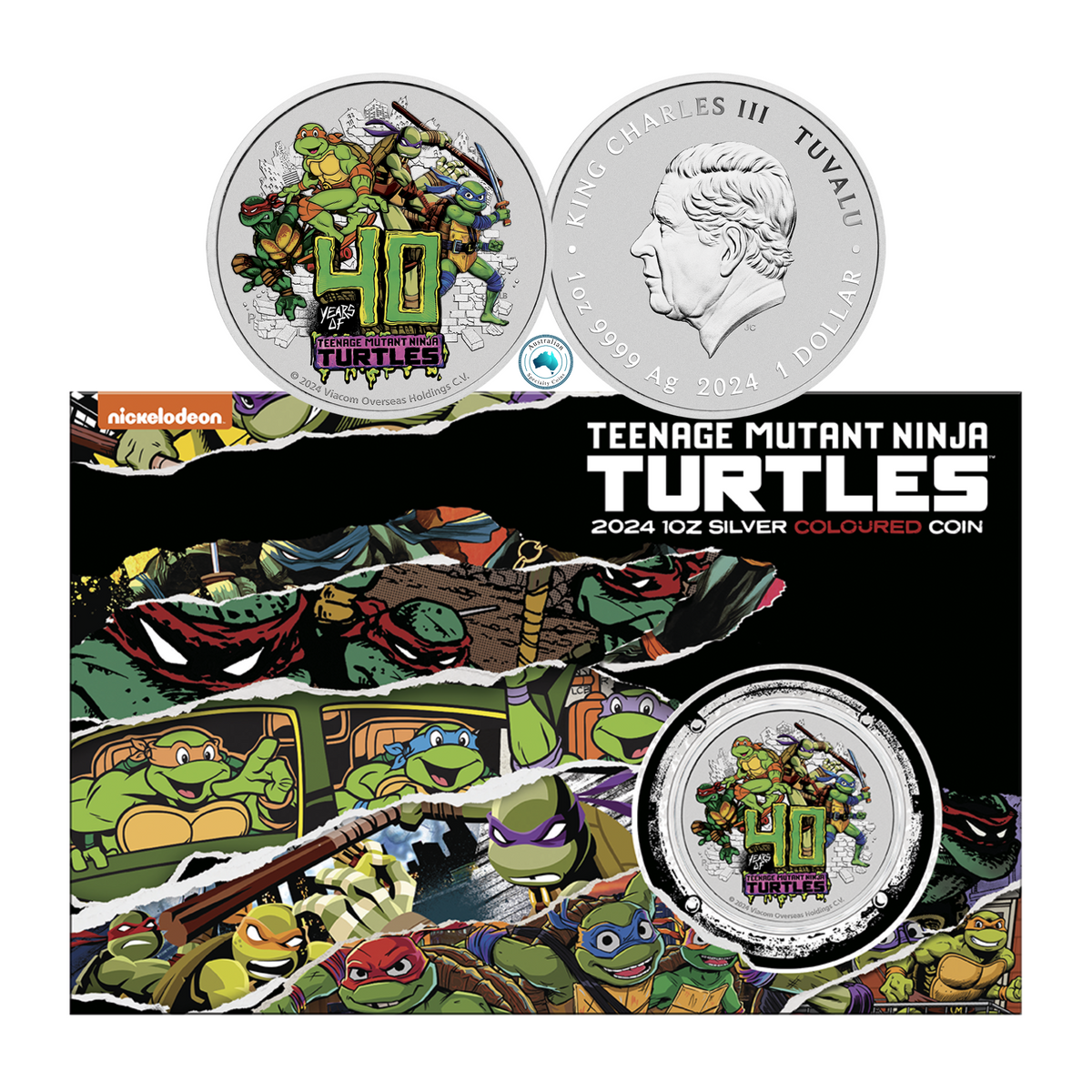 2024 Teenage Mutant Ninja Turtles 40th Anniversary 1oz Silver Coloured