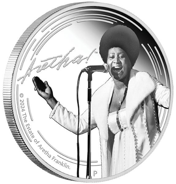 2024 Aretha Franklin 1oz Silver Proof Coloured Coin