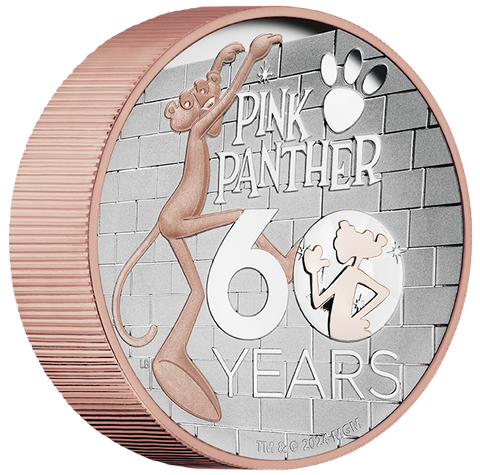 2024 The Pink Panther 60th Anniversary 5oz Silver Proof High Relief Gilded Coin