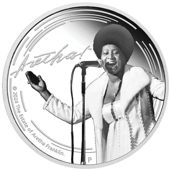 2024 Aretha Franklin 1oz Silver Proof Coloured Coin