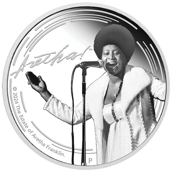 2024 Aretha Franklin 1oz Silver Proof Coloured Coin