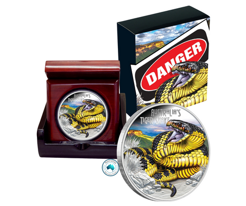 2025 Deadly & Dangerous Tiger Snake 1oz Silver Proof Coin