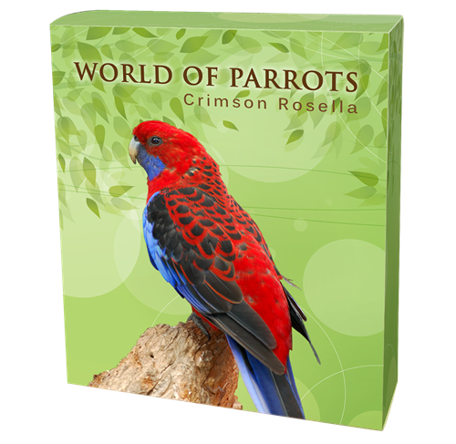 2014 World of Parrots 'Crimson Rosella' 3D Silver Coin