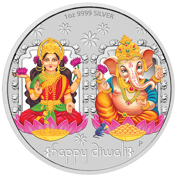 2019 Diwali 1oz Silver Coloured Medallion - Perth Mint