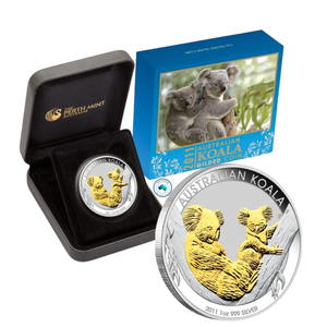 2011 Australian Koala 1oz Gilded Silver Coin