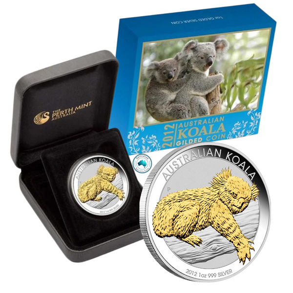 2012 Australian Koala 1oz Gilded Silver Coin