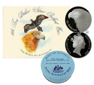 1994 Birds of Australia 'Wedge-Tailed Eagle' $10 Silver Piedfort