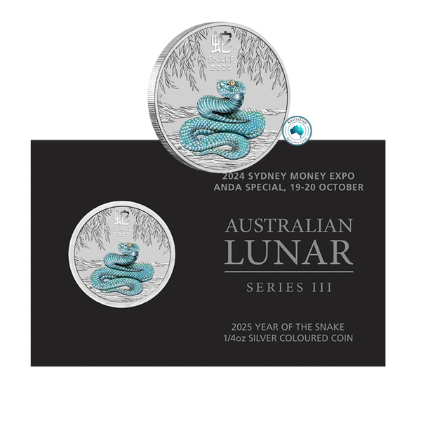 2025 Year of the Snake 1/4oz Silver Coloured Coin - Sydney Money Expo