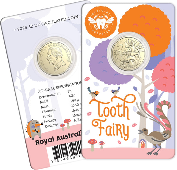 2025 Tooth Fairy Two Dollar Coin on Card (King Charles Effigy)