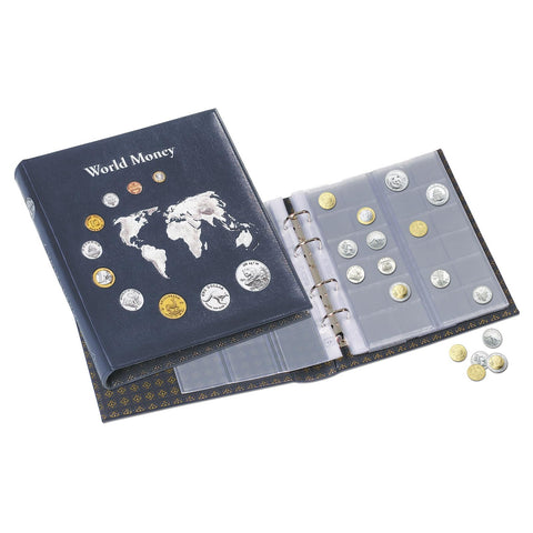 Lighthouse OPTIMA Coin Album, “World Money” with Assorted OPTIMA Coin Pages - Blue