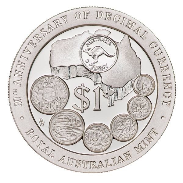 1996 Decimal Currency 30th Anniversary 1oz Silver Proof