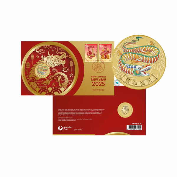 2025 Christmas Island Lunar New Year of the Dragon $1 Postal Numismatic Cover