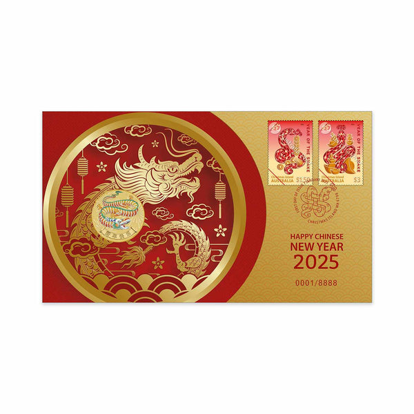 2025 Christmas Island Lunar New Year of the Dragon $1 Postal Numismatic Cover