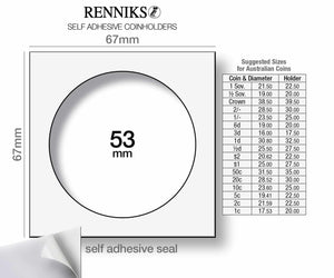 Coin Holders 67x67mm (Self-Adhesive) – Window Size 53mm (PK25)