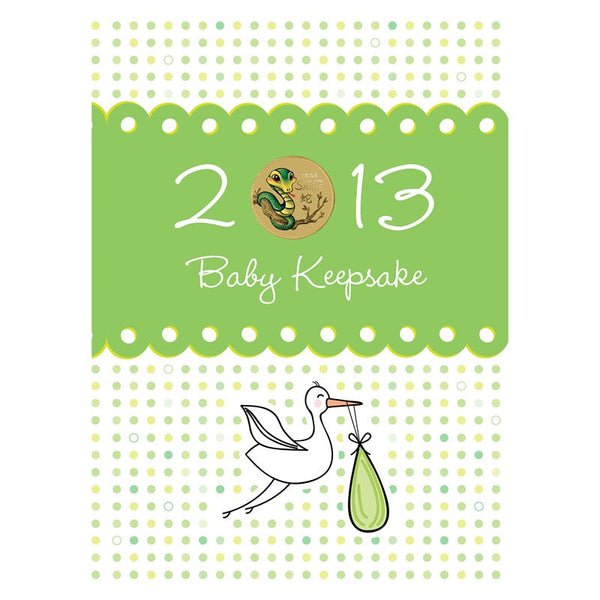 2013 Year of the Snake Baby Keepsake $1 Dollar UNC Coin on Gift Card