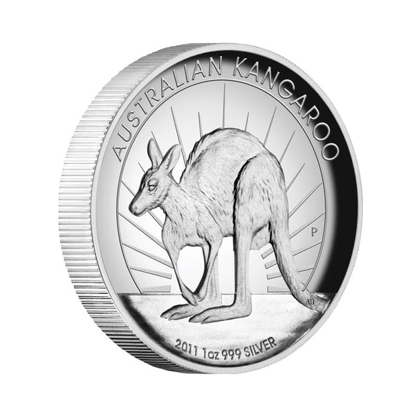 2011 Australia Kangaroo at Sunset 1oz Silver Proof High Relief Coin