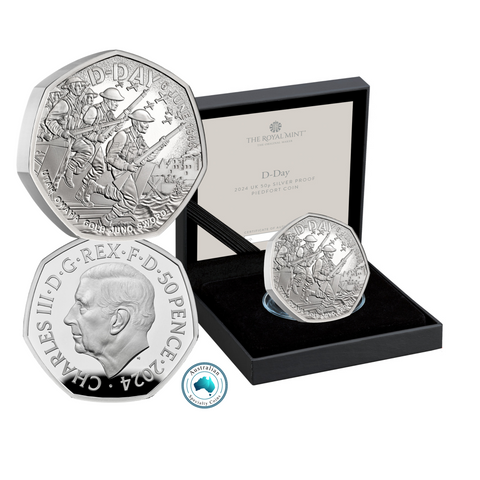2024 D-Day 80th Anniversary 50p Silver Piedfort Proof Coin