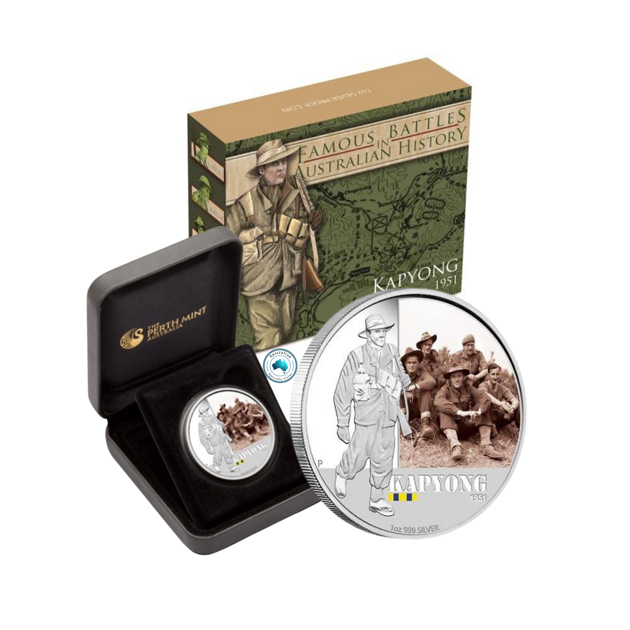 2012 Famous Battles in Australian History 'Kapyong 1951' $1 1oz Silver Coin