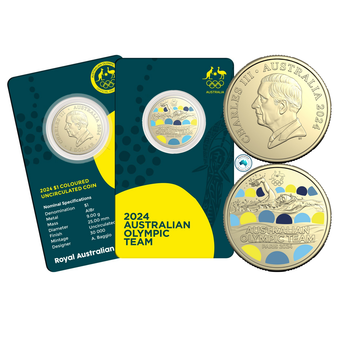 2024 Australian Olympic Team 1 Coloured Uncirculated Coin Australian