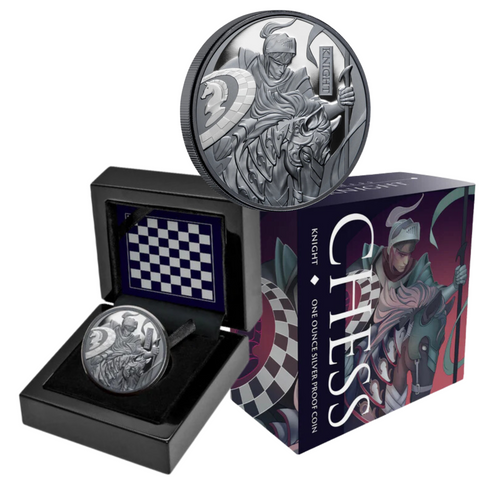 2024 Chess Knight $1 1oz Silver Black Proof Coin