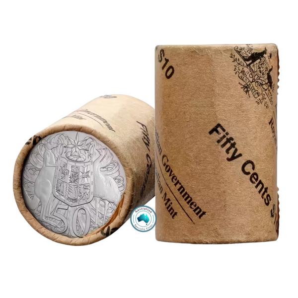 2024 King Charles III Effigy 50c Royal Australian Mint Coin Roll - Non-Premium (Includes Protective Tube)