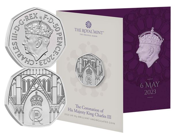 2023 King Charles III 50p Coronation Brilliant Uncirculated Coin