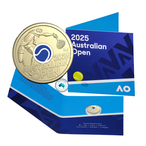 2025 Men's Australian Open Coloured $2 Coin with Envelope Privy Mark