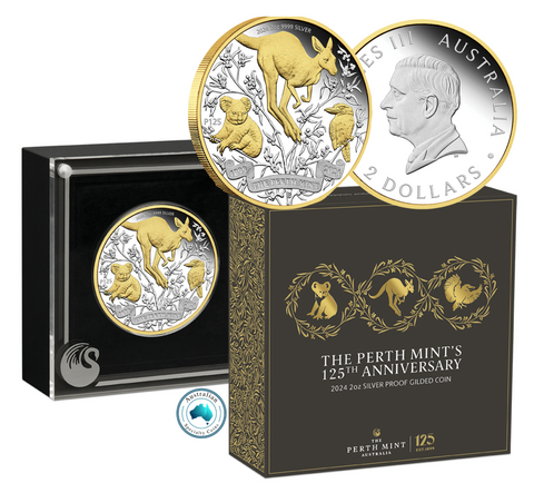 2024 The Perth Mint’s 125th Anniversary 2oz Silver Gilded Proof Coin