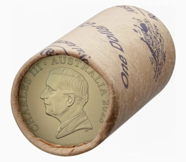 2023 King Charles III Effigy $1 Royal Australian Mint Coin Roll - Non-Premium (Includes Protective Tube)