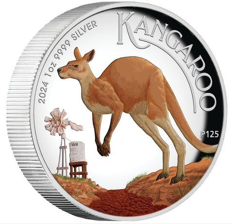2024 Australian Kangaroo $1 Coloured 1oz Silver Proof High Relief Coin
