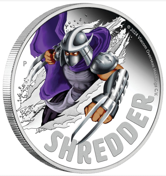 2024 Teenage Mutant Ninja Turtles 'Shredder' 1oz Coloured Silver Proof Coin