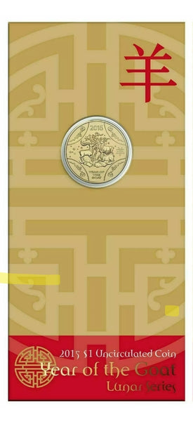 2015 Lunar Year of the Goat $1 AlBr Uncirculated Coin on Card