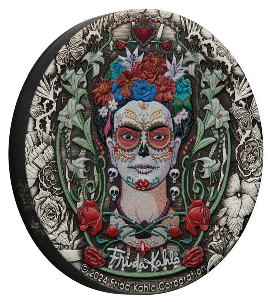 2024 Frida Kahlo 2oz Silver Antiqued Coloured Coin