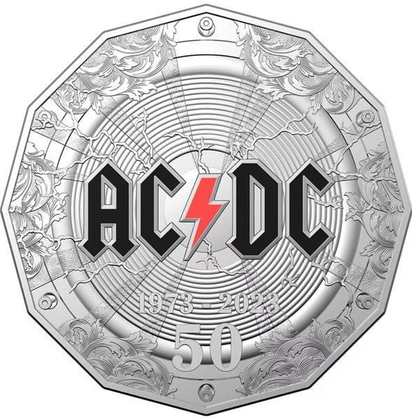 2023 AC/DC 50th Anniversary Australian 50c Coloured Coin PNC