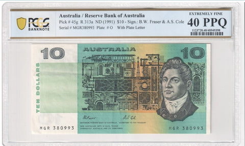 1991 Australia $10 Banknote Fraser/Cole Extremely Fine 40 PPQ