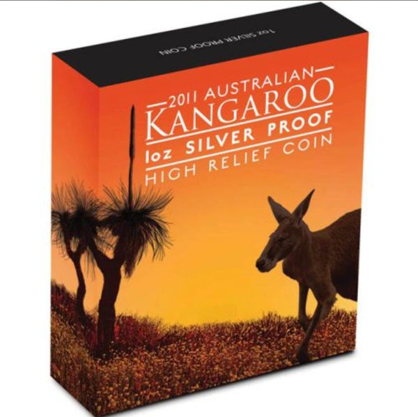 2011 Australia Kangaroo at Sunset 1oz Silver Proof High Relief Coin