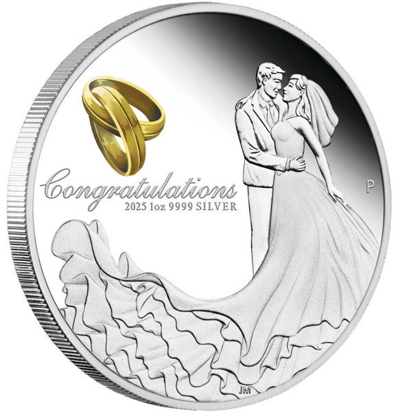 2025 Wedding Gold Gilded Silver 1oz Proof Coin