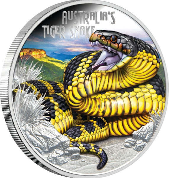 2025 Deadly & Dangerous Tiger Snake 1oz Silver Proof Coin