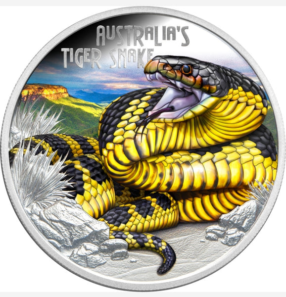 2025 Deadly & Dangerous Tiger Snake 1oz Silver Proof Coin