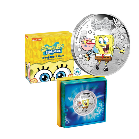 2024 SpongeBob SquarePants 'Spongebob & Gary' 1oz Silver Coin In Card