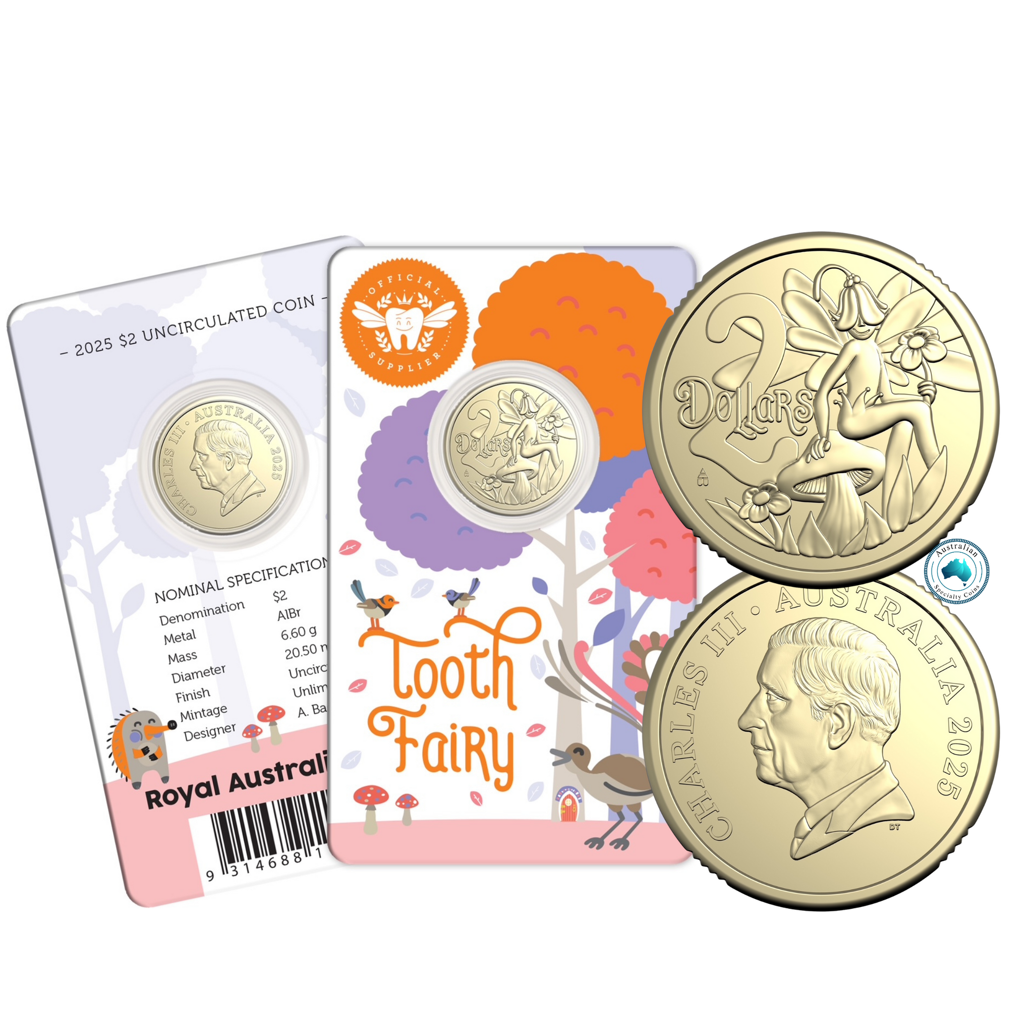 Bundle Deal 2025 Tooth Fairy Two Dollar Coin on Card + 2025 Year of t