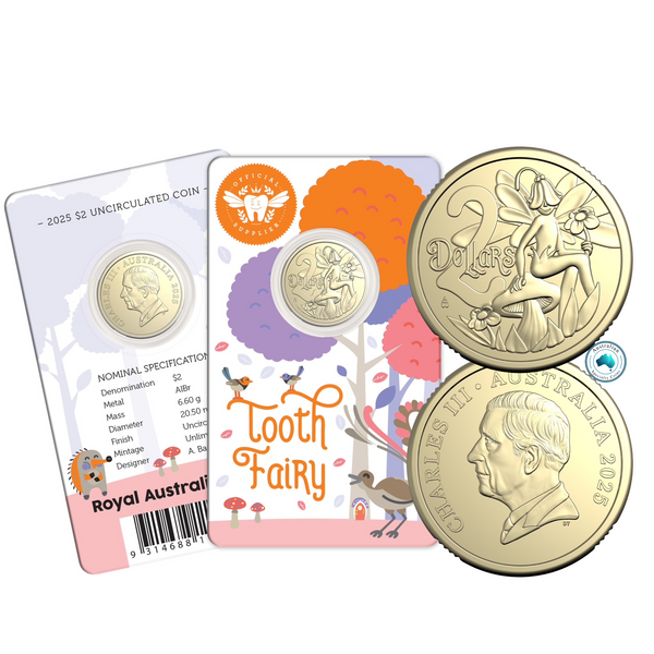 Bundle Deal: 2025 Tooth Fairy Two Dollar Coin on Card + 2025 Year of the Snake 50c Coin on Card