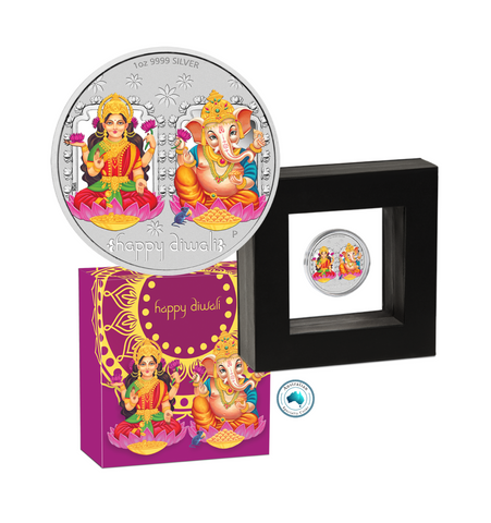 2019 Diwali 1oz Silver Coloured Medallion - Perth Mint