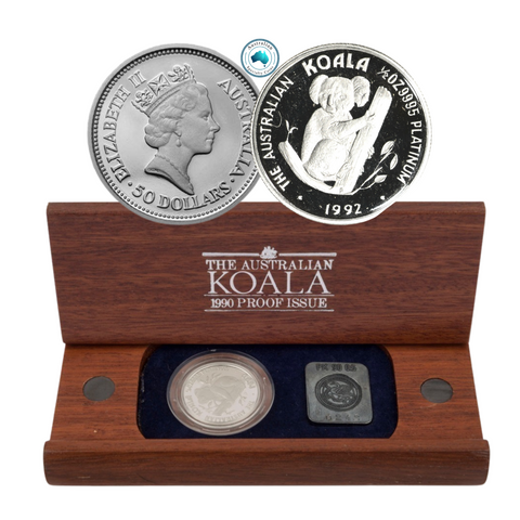 1992 Australian Koala 1/2oz Platinum Proof Issue Coin in Wooden Box