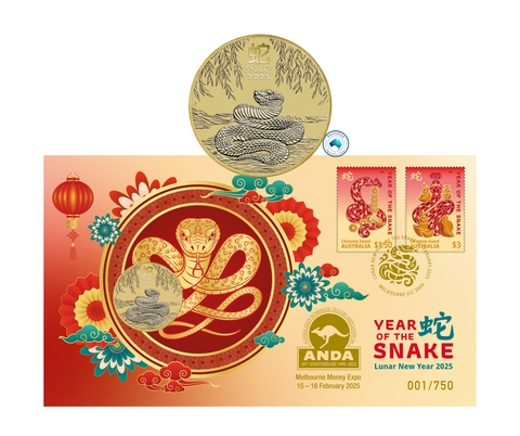 2025 Christmas Island Year of the Snake $1 PNC - ANDA Melbourne Money Expo