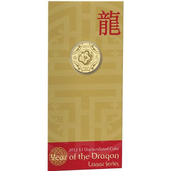 2012 Lunar Year of the Dragon $1 AlBr Uncirculated Coin on Card