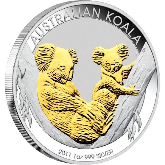 2011 Australian Koala 1oz Gilded Silver Coin