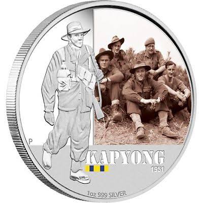 2012 Famous Battles in Australian History 'Kapyong 1951' $1 1oz Silver Coin