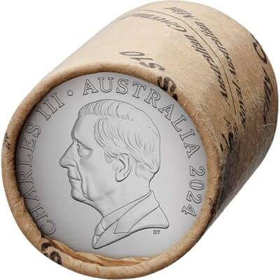 2024 King Charles III Effigy 50c Royal Australian Mint Coin Roll - Non-Premium (Includes Protective Tube)